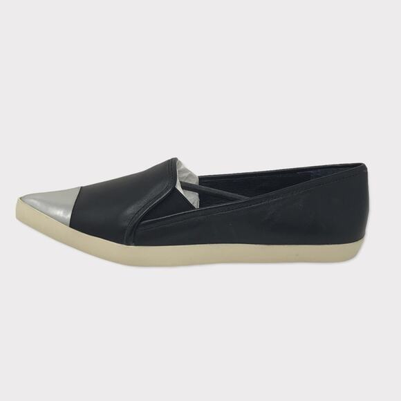 Saint & Libertine NWT Flat Loafer Sneaker Leather Black & Silver Size 6 - Picture 8 of 13